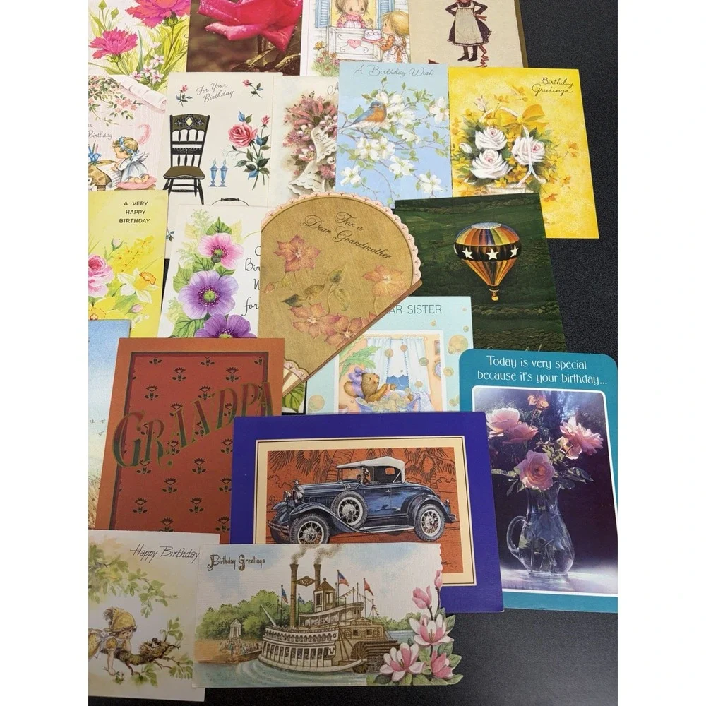 Vintage Birthday Cards Some Fronts ONLY Scrapbooking Crafts Decoupage Lot of 50+